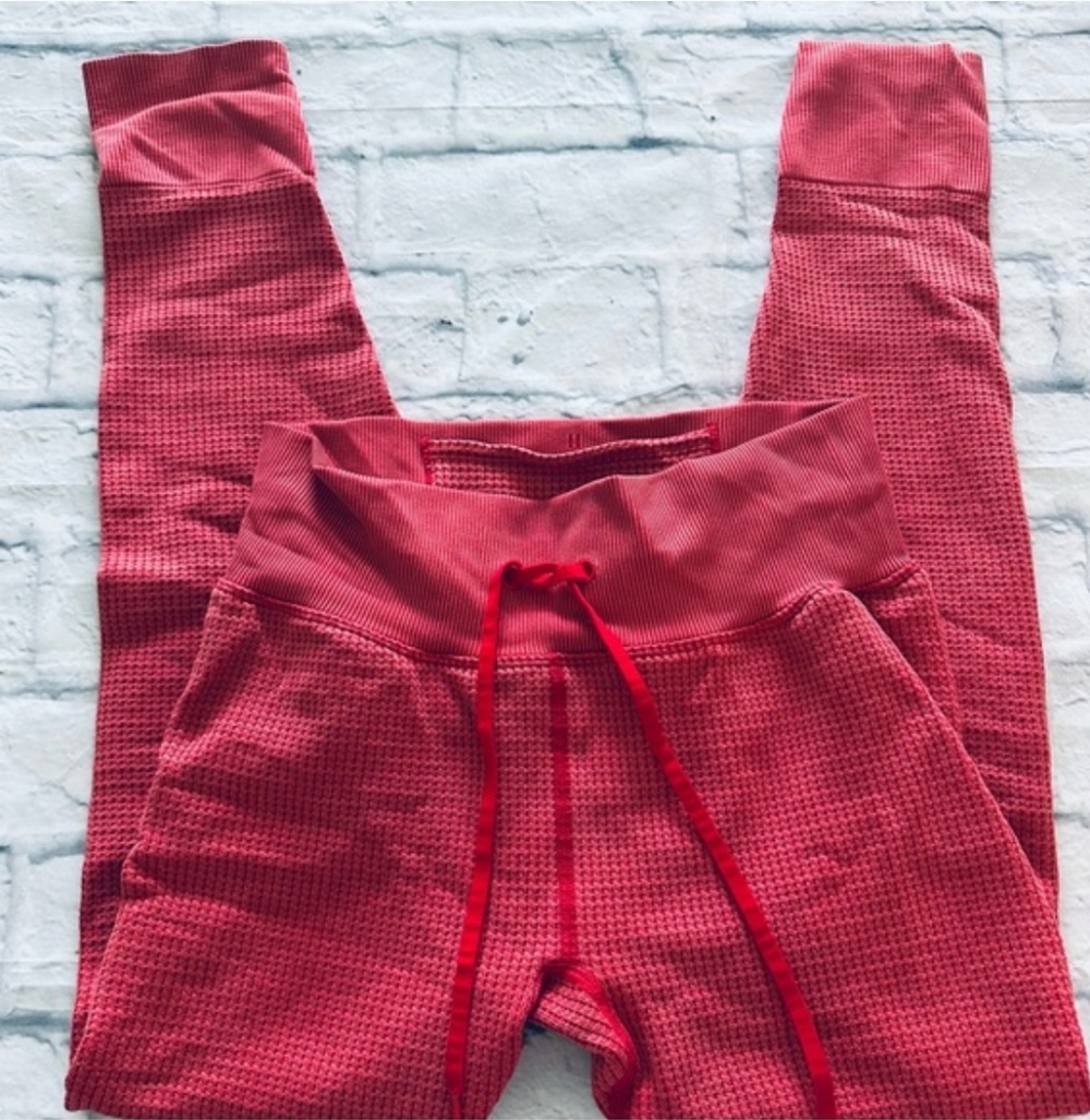 Victoria's Secret PINK Active Red Waffle Knit Drawstring Bottoms